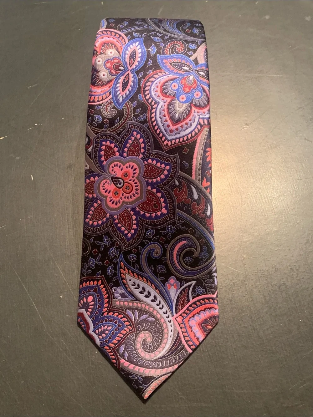 Ermenegildo Zegna Quindici Mens Tie Pink Purple Paisley Floral 100% Silk